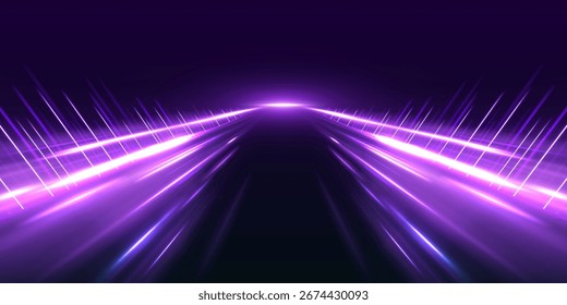 Futuristic high-speed light motion and abstract blue streaks represent the advancement of 5G and beyond technologies. Fiber optics and wireless data transmission enable faster connectivity.	
