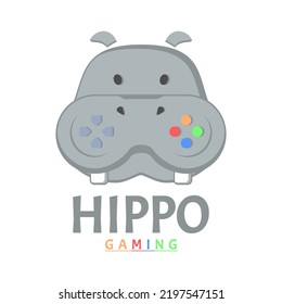 Futuristic hippo gaming logo. Perfect for game store, game developer, game review blog or vlog channel, game fans or community, etc.