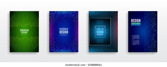 Futuristic hi-tech flyer template. Technology communication element for brochure. Circuit board background for magazine cover. Abstract digital concept booklet. Computer technology illustration.