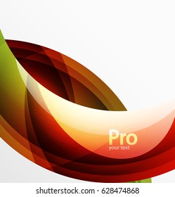 Futuristic hi-tech glass wave abstract background. Color curvy line with glossy effect. Vector illustration