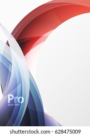 Futuristic hi-tech glass wave abstract background. Color curvy line with glossy effect. Vector illustration