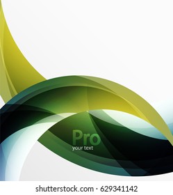 Futuristic hi-tech glass wave abstract background. Color curvy line with glossy effect. Vector illustration