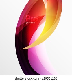 Futuristic hi-tech glass wave abstract background. Color curvy line with glossy effect. Vector illustration