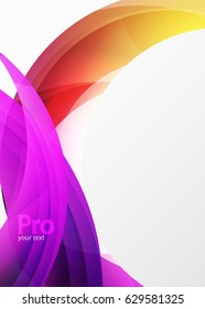 Futuristic hi-tech glass wave abstract background. Color curvy line with glossy effect. Vector illustration