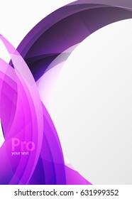 Futuristic hi-tech glass wave abstract background. Color curvy line with glossy effect. Vector illustration