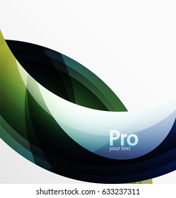 Futuristic hi-tech glass wave abstract background. Color curvy line with glossy effect. Vector illustration