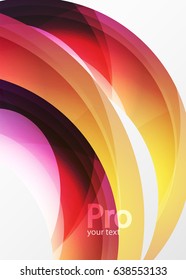Futuristic hi-tech glass wave abstract background. Color curvy line with glossy effect. Vector illustration