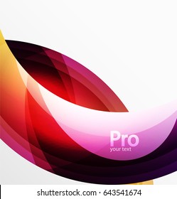 Fondo abstracto futurista de la ola de cristal de alta tecnología. Línea curvada de color con efecto brillante. Ilustración del vector