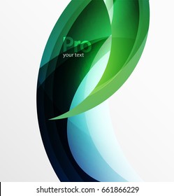 Futuristic hi-tech glass wave abstract background. Color curvy line with glossy effect. Vector illustration