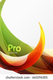 Futuristic hi-tech glass wave abstract background. Color curvy line with glossy effect. Vector illustration