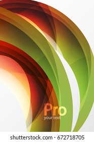 Futuristic hi-tech glass wave abstract background. Color curvy line with glossy effect. Vector illustration