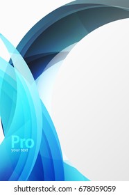 Futuristic hi-tech glass wave abstract background. Color curvy line with glossy effect. Vector illustration