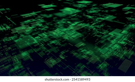 Ilustración futurista de alta tecnología. Concepto de transmisión de datos en el ciberespacio. Fondo de tecnología de Ciencia. Matriz Código binario. Visualización de Big Data. Ilustración vectorial.