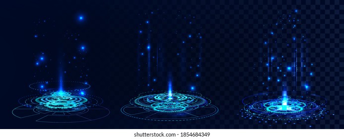 Futuristic Hologram Podium Show Presentation Hud Stock Vector (Royalty ...