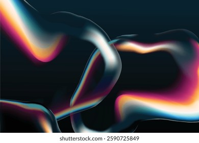 Futuristic Holographic Abstract Background  Modern 3D Fluid Design With Bubble Glass Effect
