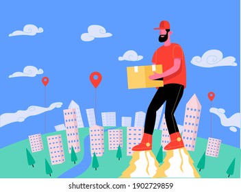 Futuristic home delivery illustration concept vector