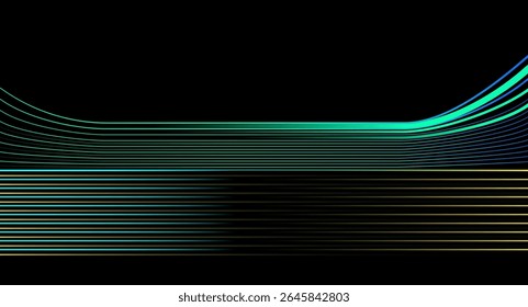 Futuristic Horizon Background with Glowing Cyan Stripes For presentation, Website banner, cover, and Wallpaper
