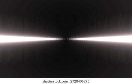 Rayo de luz Horizontal futurista sobre fondo oscuro. Telón de fondo de ciencia ficción de horizonte de luz de neón mínimo