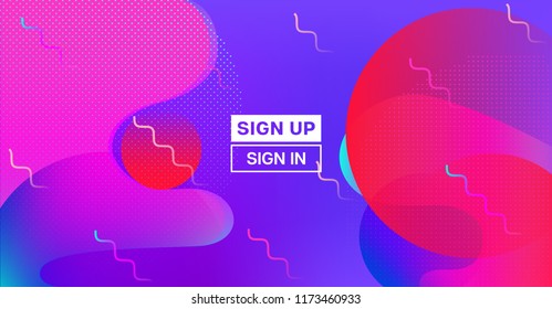 Futuristic Horizontal Vector Gradient Neon Background. Geometric Iridescent Landing Page Web Template. Abstract Geo Neon Glitch Liquid Color Cover. Ads Banner, Business Background, Music Poster