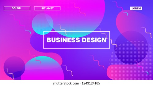 Futuristic Horizontal Vector Gradient Neon Background. Landing Page Iridescent Cool Geometric Design. Glitch Liquid Color Abstract Neon Presentation. Ads Banner, Business Background, Music Poster