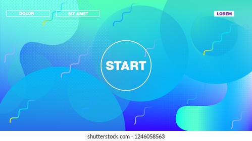 Futuristic Horizontal Vector Gradient Neon Background. Iridescent Geometric Simple Landing Page Design. Fluid Color Retro Tech Glitch Circles Cover. Business Background, Music Poster, Ads Banner