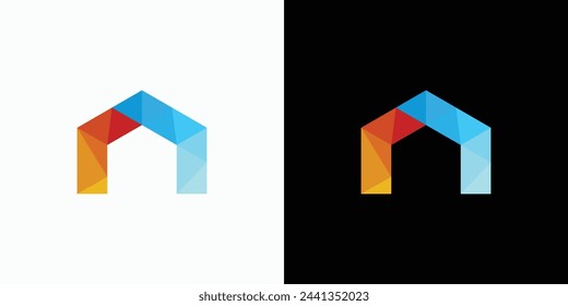 Futuristic house shape vector logo design with modern, simple, clean and abstract style.