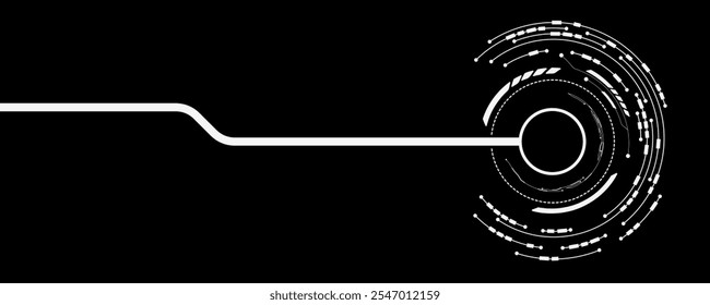 Círculo futurista del HUD con la placa de circuito. Elementos técnicos para la interfaz de usuario de ciencia ficción. Anillo digital en movimiento para diseño de interfaz de usuario y GUI. Marco cibernético. Ilustración vectorial. EPS 10