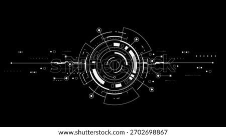 Futuristic HUD circle elements for sci-fi interface. HUD and circuit connecting network. Futuristic digital technology concepts. Vector illustration