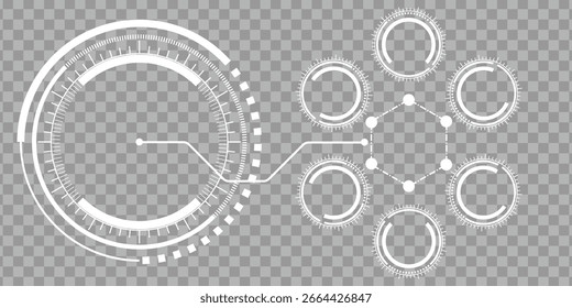 Futuristic HUD circle interface with transparent background for digital design - Powered by Shutterstock - Get 15% off with code: PIKWIZARD15