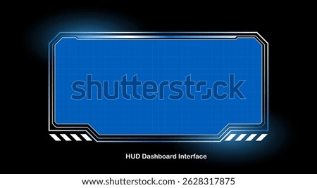 Futuristic HUD dashboard with blue tones and table grid layout on a space background. Ideal for sci-fi interfaces, digital data screens, and advanced technology UI in vector design.