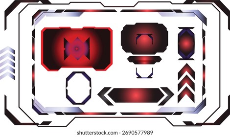 Futuristic hud display with red and black elements