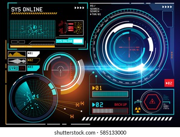 A futuristic HUD display user interface design with radar and tracking features. vector illustration.