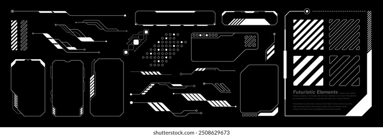 Futuristische Hud Element Vektorgrafik. Set Cyberpunk Tech Collection. 