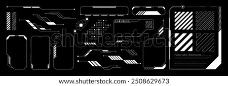Futuristic Hud Element Vector Illustration. Set cyberpunk tech collection. 