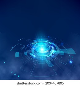 Futuristic HUD elements with fog effect. Hologram UI elements virtual reality. Sci fi futuristic User Interface. Abstract hi-tech circle. Vector illustration