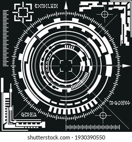 Futuristic HUD elements. On a dark background. Vector illustration. 