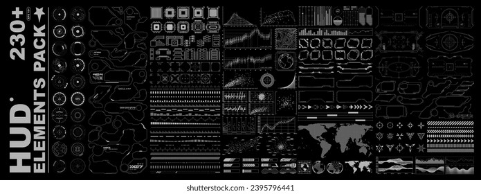 Futuristic HUD elements. Virtual reality dashboard, Sci-Fi user interface for GUI, UI, UX design. Vector set