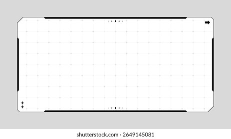 Futuristic HUD frame with grid display. Digital interface for technology and science data visualization. Computer graphic design element. - Powered by Shutterstock - Get 15% off with code: PIKWIZARD15