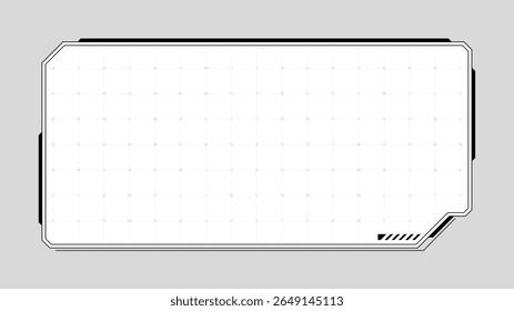 Futuristic hud frame with grid pattern for user interface. Digital background, virtual screen, and cyberspace display for modern technology concept.