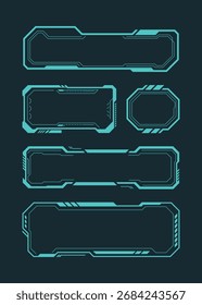 Design vetorial de quadro hud futurista, borda estilo sci-fi para interfaces digitais e painéis de sobreposição de jogos.