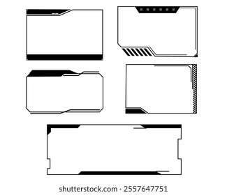 Futuristic HUD frames, borders text box game menu ui panel. Line tech line bar. Screen elements Sci Fi for Gaming UX UI