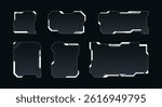 Futuristic HUD  frames in a high-tech sci-fi style on grid dark background. Collection for games, cyberpunk or UI UX design. Trendy vector illustration