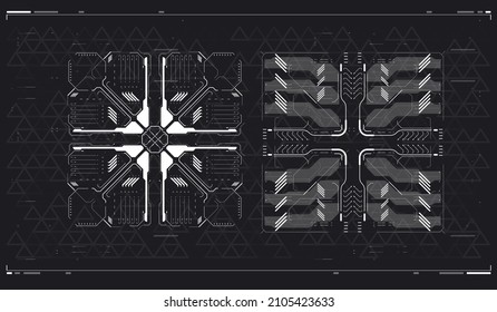 Futuristic HUD frames. sci fi technology template design. User Interface Square Frames Blocks Set. HUD concept. vector illustration.