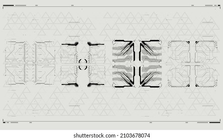 Futuristic HUD frames. Vector illustration. HUD concept. Sci fi technology template design. User Interface Square Frames Blocks Set.