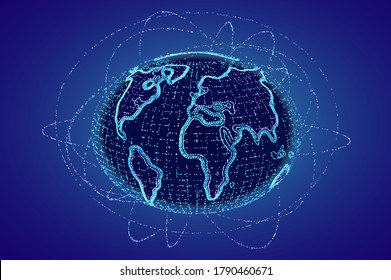 Futuristic hud globe. World global technology vector background.. Network tech.
