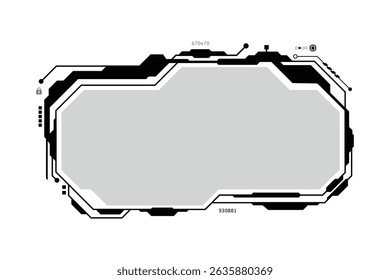 Futuristic HUD interface with circuit board design and security elements