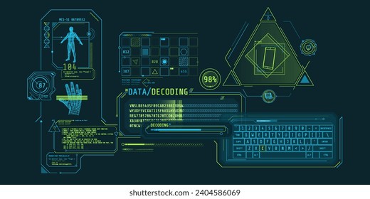 Futuristic HUD interface for entering and decoding personal data. - Powered by Shutterstock - Get 15% off with code: PIKWIZARD15