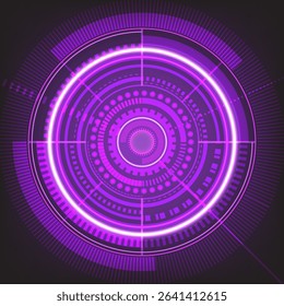 Futuristic HUD interface with glowing circular elements and digital technology design, ideal for sci-fi, gaming, virtual reality, and high-tech visual concepts.