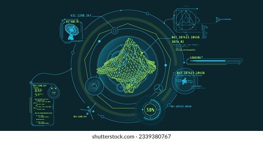 Futuristic HUD interface for planetary geological exploration.