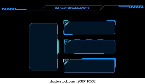 Futuristic HUD Interface Screen Design. Digital callouts titles. HUD UI GUI futuristic user interface screen elements set. High tech screen for video game. Sci-fi concept design.
